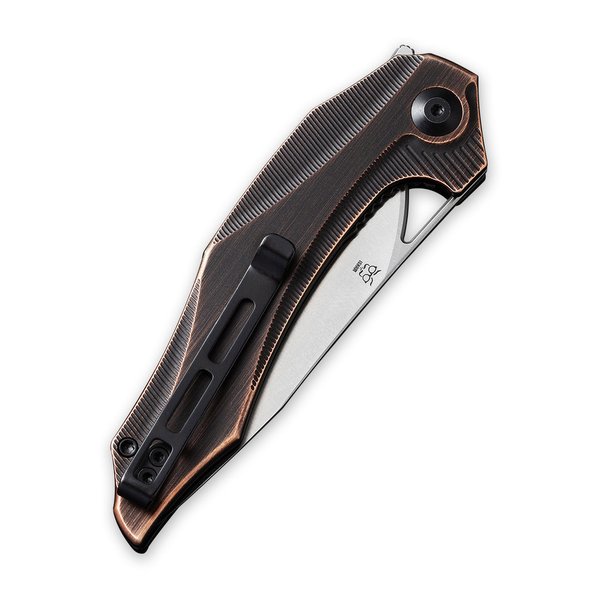 Plethiros Liner Lock Knife Black Hand Rubbed Copper Handle (3.45'' Satin 154CM) C904D