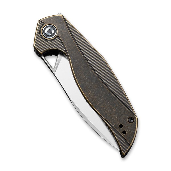 Anthropos Flipper Knife Black Stonewashed Brass Handle (3.25'' Satin 154CM) C903D