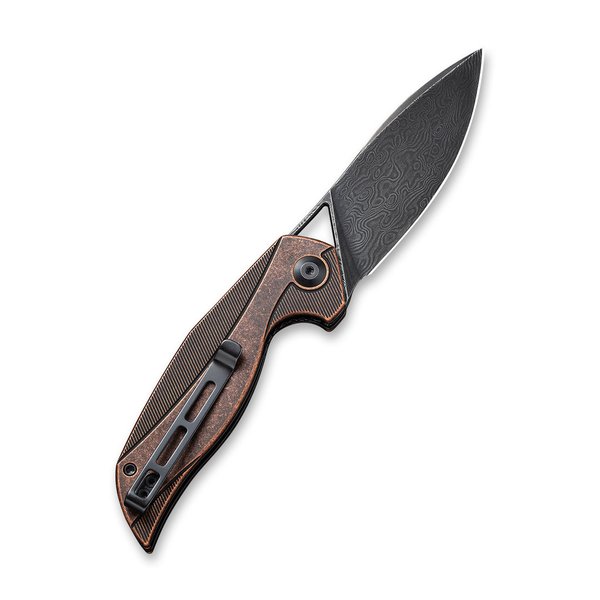 Anthropos Flipper Knife Black Stonewashed Copper Handle (3.25''Damascus) C903DS-3
