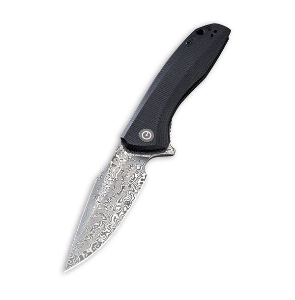 Baklash Flipper Knife Black G10 Handle (3.5'' Damascus) C801DS