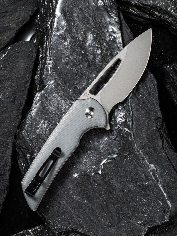 Odium Flipper Knife Gray G10 Handle (2.65" Stonewashed D2) C 2010A