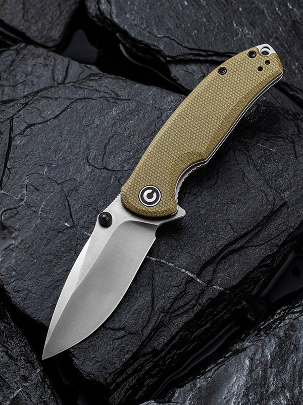 Pintail Flipper Knife Olive Micarta Handle (2.98" Satin Finished CPM S35VN) C 2020B