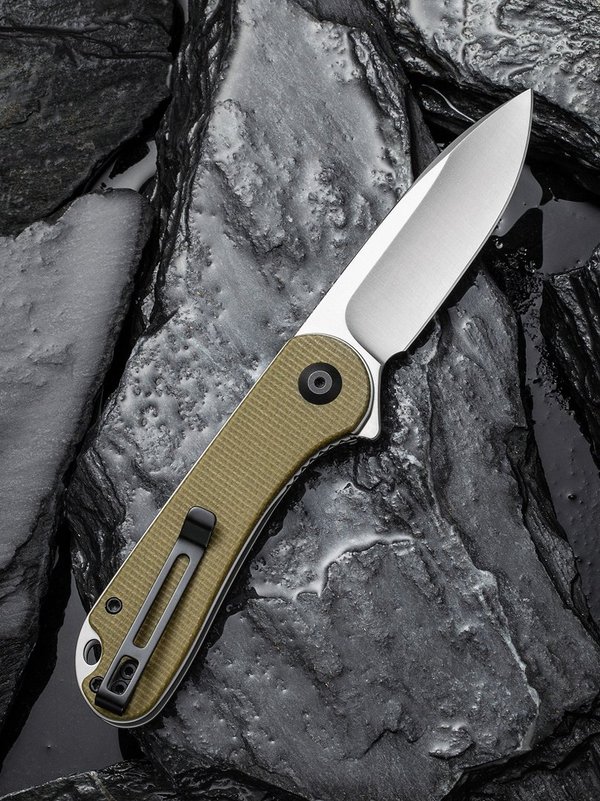 Elementum Flipper Knife Olive Micarta Handle (2.96'' Satin D2) C 907S