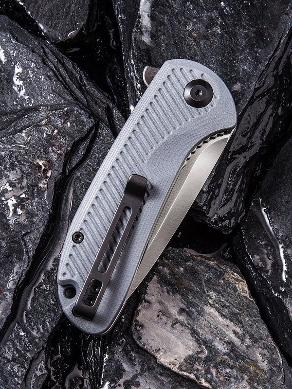 Durus Flipper Knife - Gray G10 Handle (3'' Satin D2) C 906A