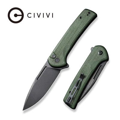CIVIVI Conspirator Flipper And Button Lock Knife Micarta Handle (3.48" Nitro-V Blade) - C21006-2