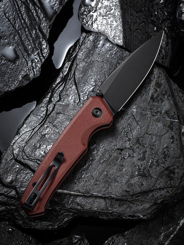 CIVIVI Altus Button Lock And Thumb Stud Knife Blackwashed, Burgunde (2.97" Nitro-V Blade) - C20076-3