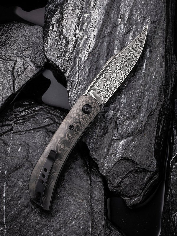 CIVIVI Appalachian Drifter II Front Flipper Knife Carbon Fiber Handle (2.96" Damascus)-C19010C-DS3